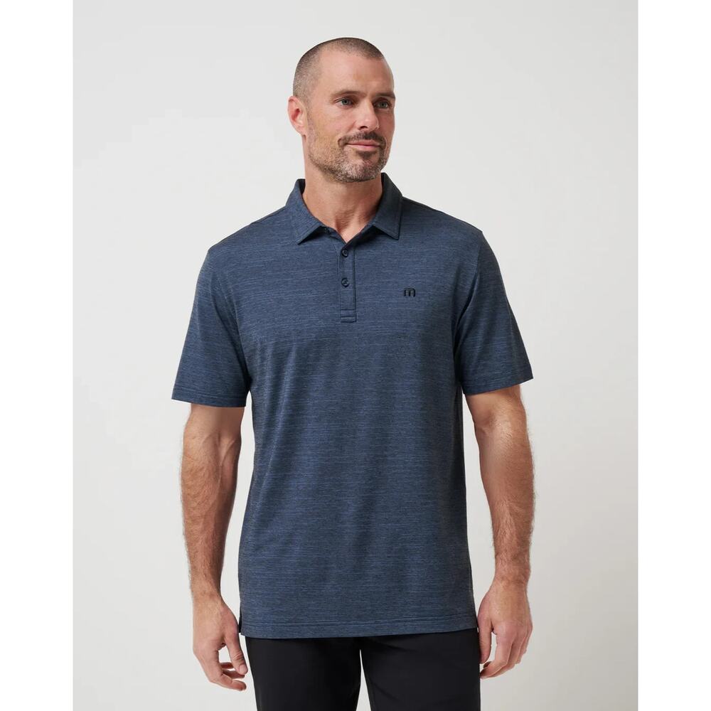 TravisMathew The Heater Polo Shirt Men's Small Blue Performance Stretch Golf NWT